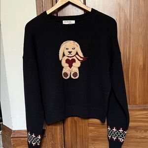 Wild Fable Black Sweater with Bunny and Heart Motif